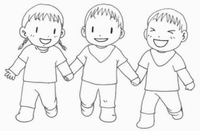 男の子と女の子の3人が手をつないでいるイラスト
